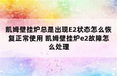 凯姆壁挂炉总是出现E2状态怎么恢复正常使用 凯姆壁挂炉e2故障怎么处理